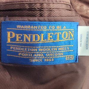 Mens Pendleton Plaid Brown Single Breasted Wool Blend Sports Coat Blazer Sz 44 R